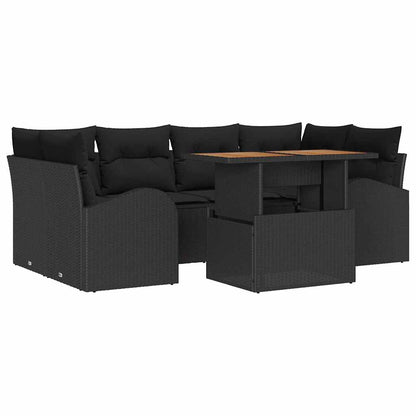 Garten-Sofa-Set mit Kissen 7 pcs Schwarz 100 x 55 x 73 cm