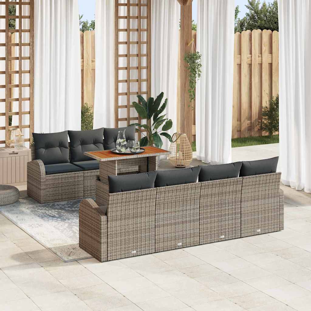 Garten-Sofa-Set mit Kissen 8 pcs Grau 100 x 55 x 73 cm