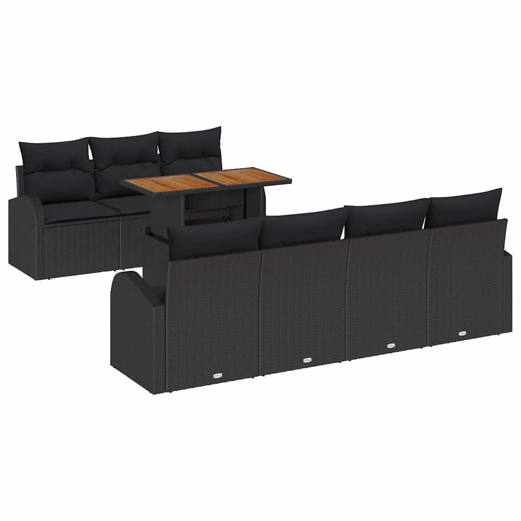 Garten-Sofa-Set mit Kissen 8 pcs Schwarz 100 x 55 x 73 cm