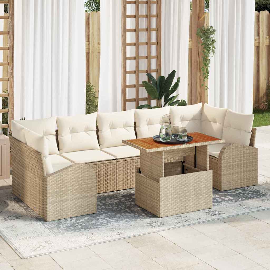 Garten-Sofa-Set 8 pcs Beige und Creme 100 x 55 x 73 cm