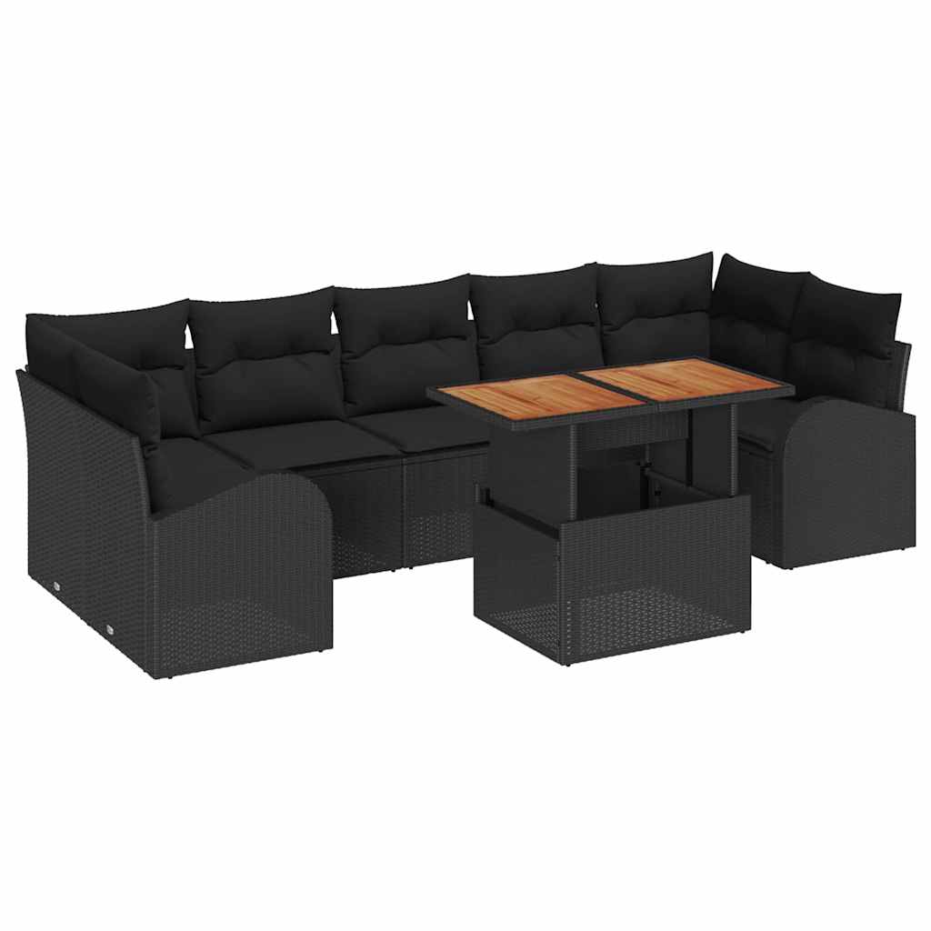 Garten-Sofa-Set mit Kissen 8 pcs Schwarz 100 x 55 x 73 cm