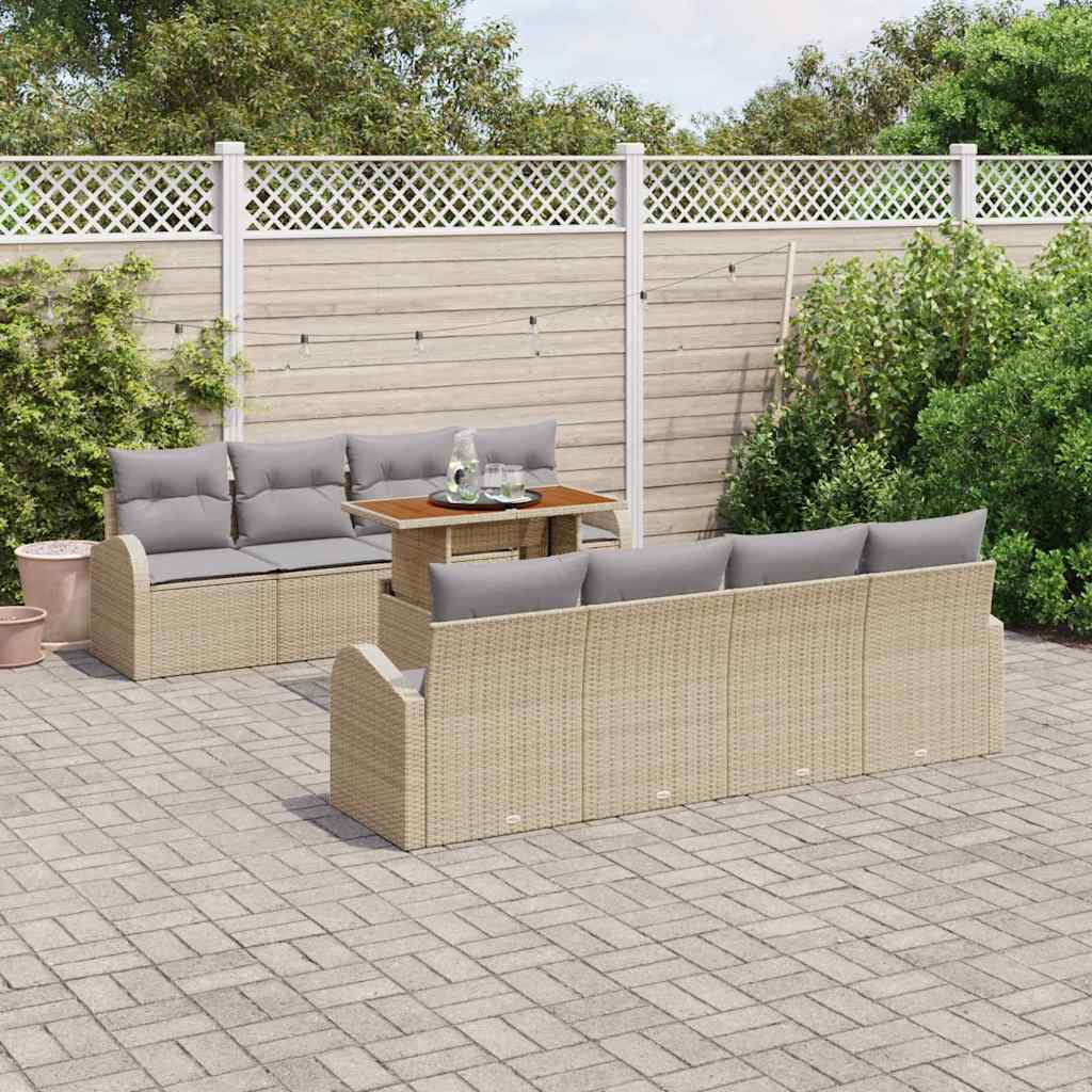 Garten-Sofa-Set 7 pcs Beige und Hellgrau 100 x 55 x 73 cm