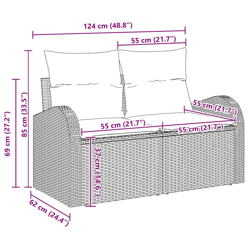 Garten-Sofa-Set 7 pcs Beige und Hellgrau 100 x 55 x 73 cm