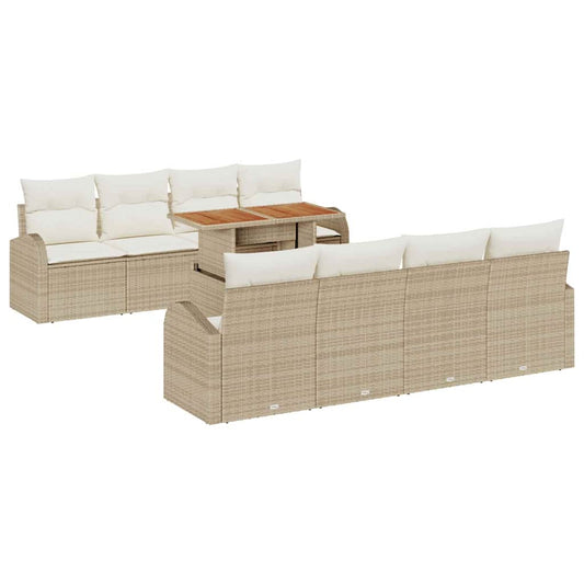 Garten-Sofa-Set mit Kissen 7 pcs Beige und Creme