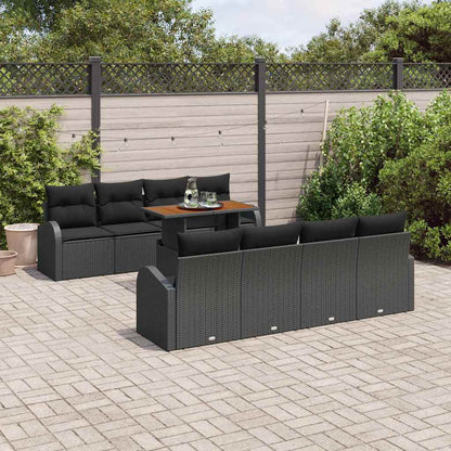 Garten-Sofa-Set mit Kissen 7 pcs Schwarz