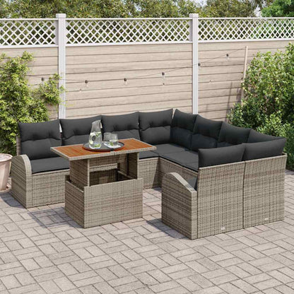 Garten-Sofa-Set mit Kissen 9 pcs Grau 100 x 55 x 73 cm