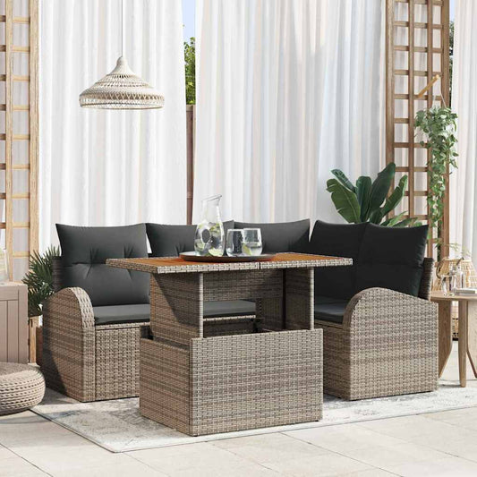 Garten-Sofa-Set mit Kissen 5 pcs Grau 100 x 55 x 73 cm