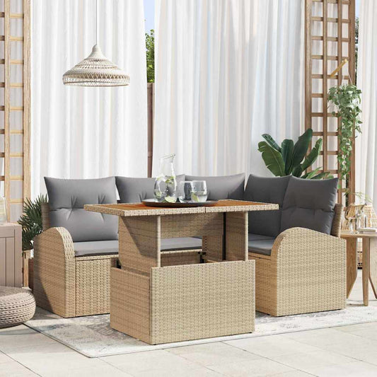 Garten-Sofa-Set 5 pcs Beige und Hellgrau 100 x 55 x 73 cm