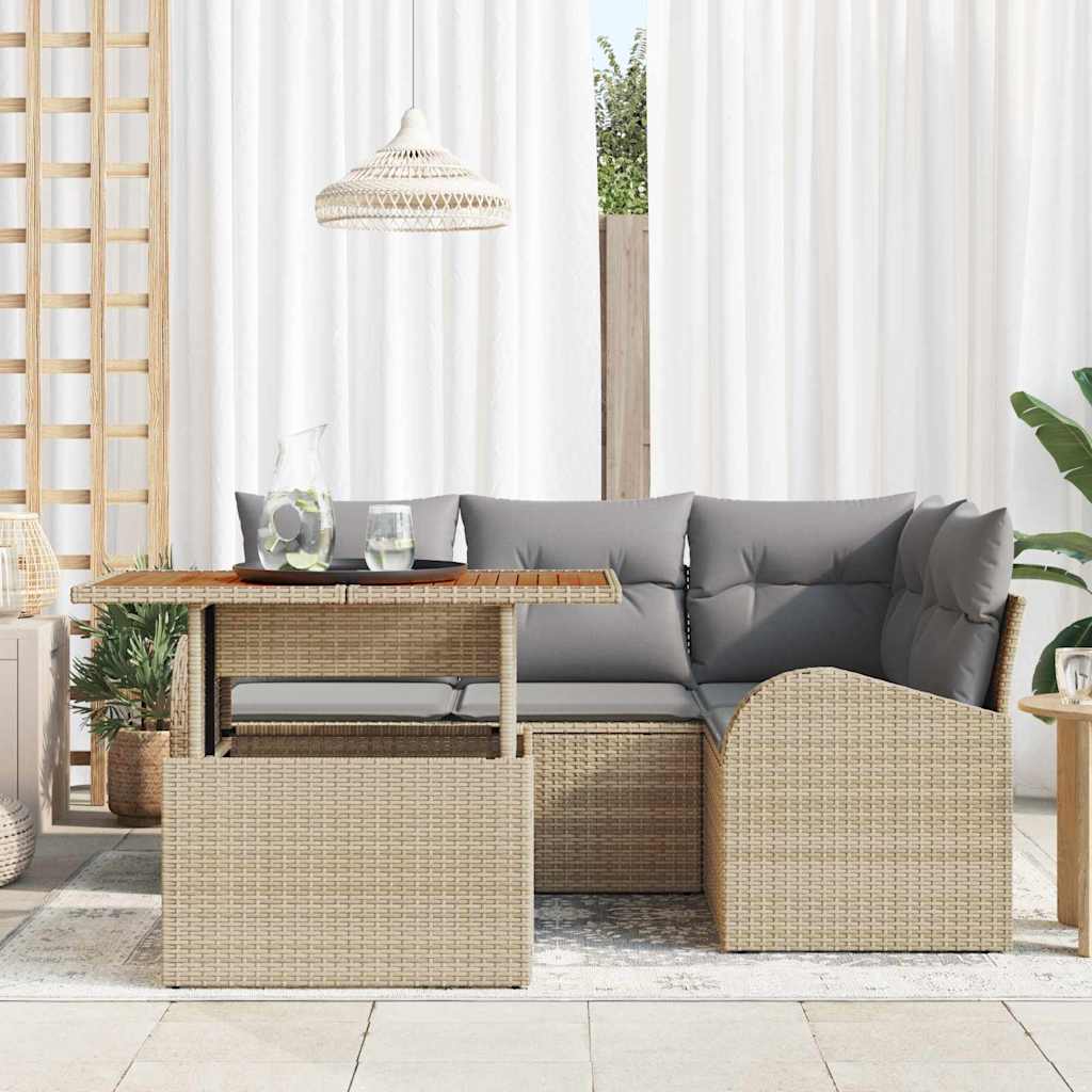 Garten-Sofa-Set 5 pcs Beige und Hellgrau 100 x 55 x 73 cm