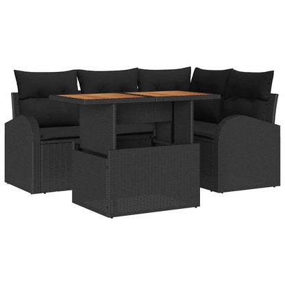 Garten-Sofa-Set mit Kissen 5 pcs Schwarz 100 x 55 x 73 cm