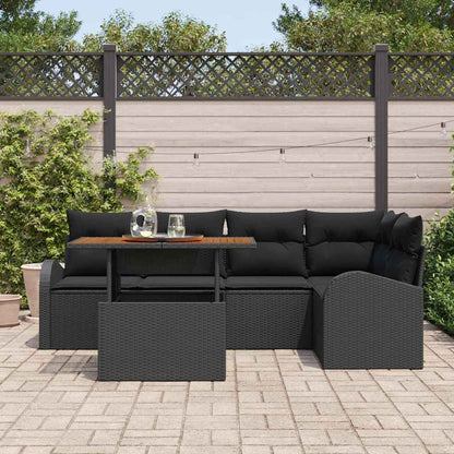 Garten-Sofa-Set mit Kissen 6 pcs Schwarz 100 x 55 x 73 cm