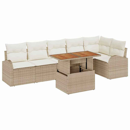 Garten-Sofa-Set mit Kissen 7 pcs Beige und Creme