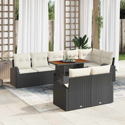Garten-Sofa-Set 9 pcs Schwarz und Creme 100 x 55 x 73 cm