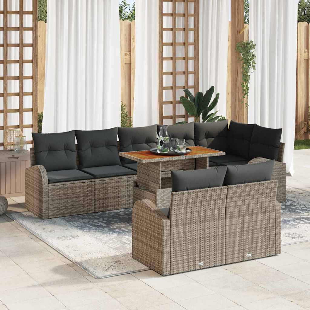 Garten-Sofa-Set mit Kissen 9 pcs Grau 100 x 55 x 73 cm
