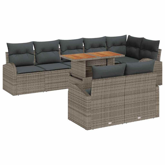 Garten-Sofa-Set mit Kissen 9 pcs Grau 100 x 55 x 73 cm