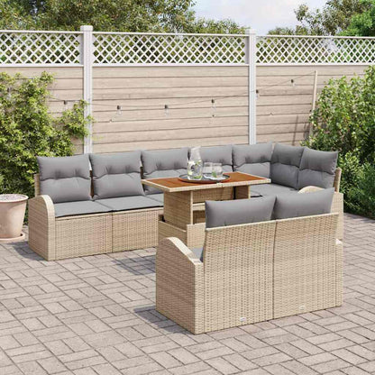 Garten-Sofa-Set 9 pcs Beige und Hellgrau 100 x 55 x 73 cm