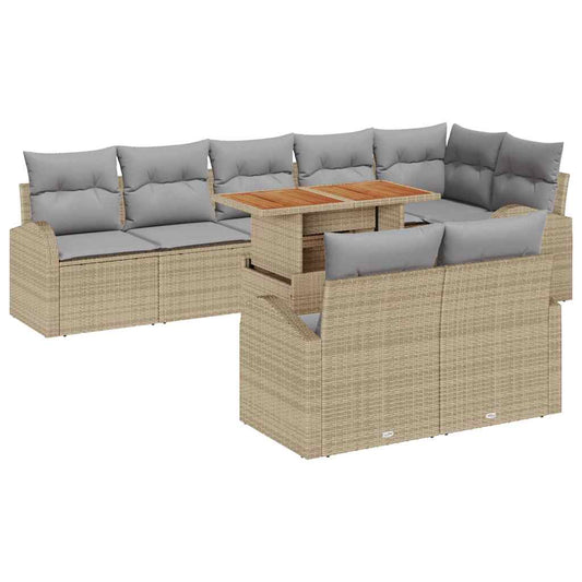 Garten-Sofa-Set 9 pcs Beige und Hellgrau 100 x 55 x 73 cm