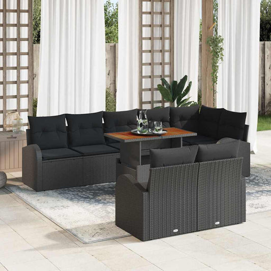 Garten-Sofa-Set mit Kissen 9 pcs Schwarz 100 x 55 x 73 cm