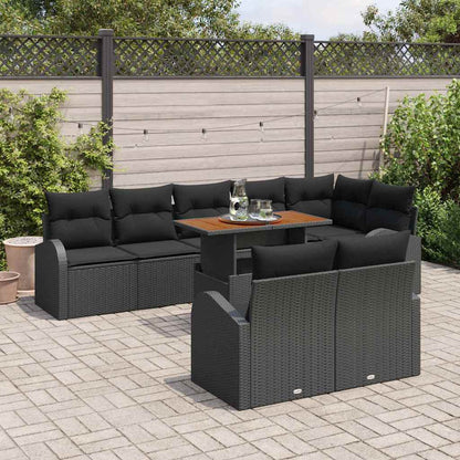 Garten-Sofa-Set mit Kissen 9 pcs Schwarz 100 x 55 x 73 cm
