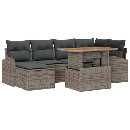 Garten-Sofa-Set mit Kissen 7 pcs Grau