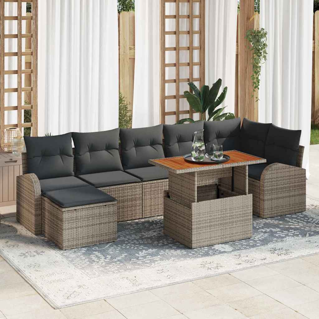 Garten-Sofa-Set mit Kissen 8 pcs Grau