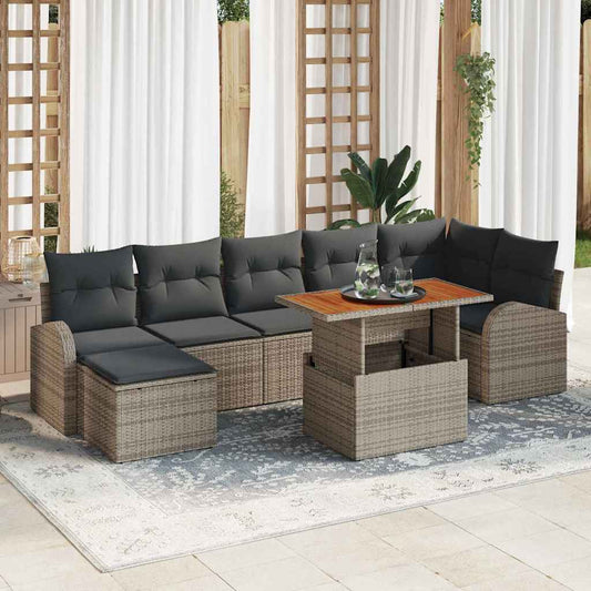Garten-Sofa-Set mit Kissen 8 pcs Grau
