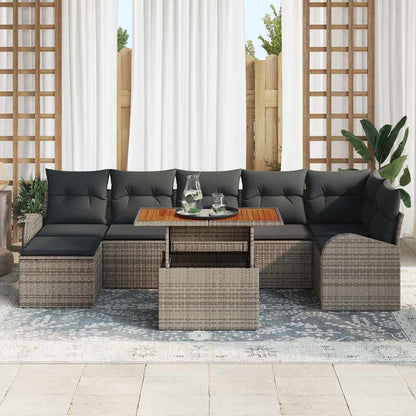 Garten-Sofa-Set mit Kissen 8 pcs Grau