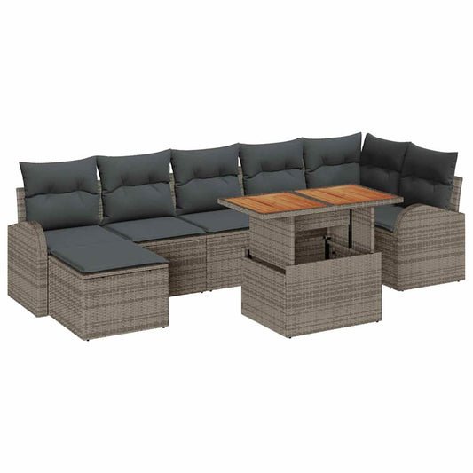 Garten-Sofa-Set mit Kissen 8 pcs Grau