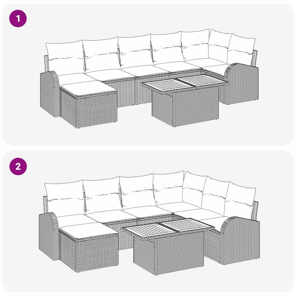 Garten-Sofa-Set mit Kissen 8 pcs Grau