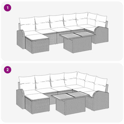 Garten-Sofa-Set mit Kissen 8 pcs Grau