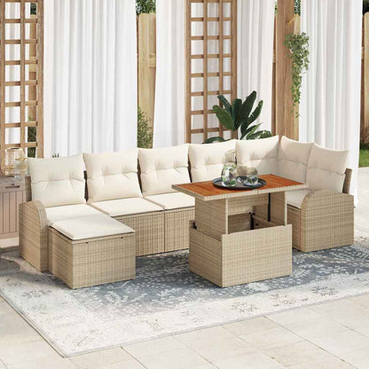 Garten-Sofa-Set mit Kissen 8 pcs Beige und Creme