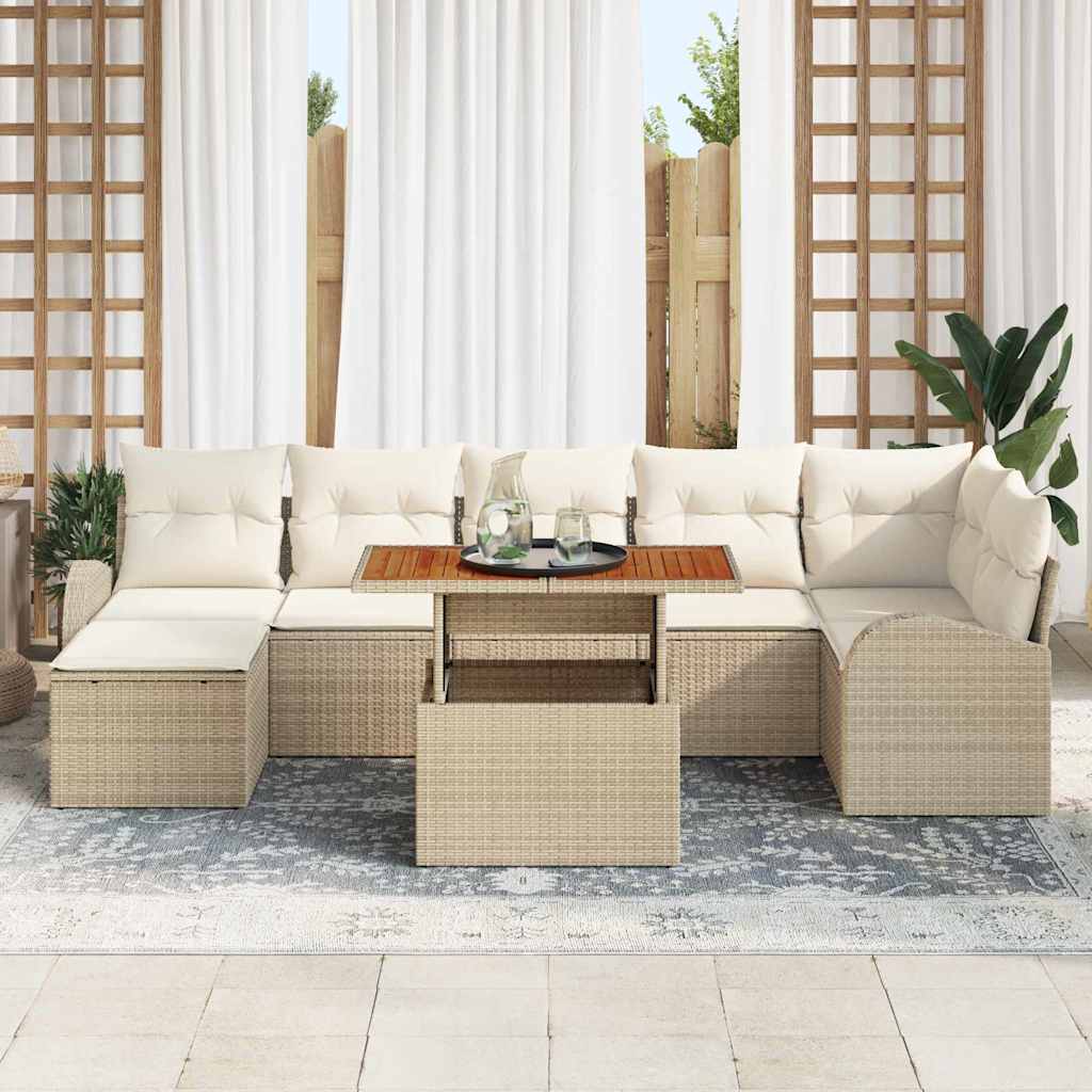 Garten-Sofa-Set mit Kissen 8 pcs Beige und Creme