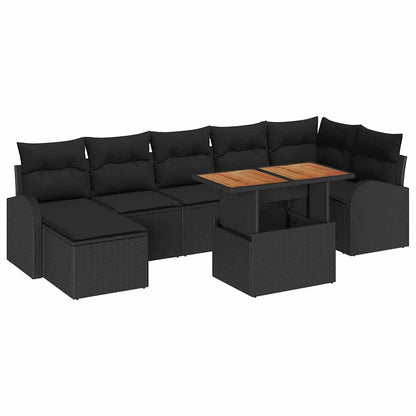 Garten-Sofa-Set mit Kissen 8 pcs Schwarz
