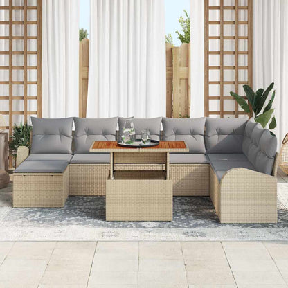 Garten-Sofa-Set mit Kissen 9 pcs Beige und Hellgrau