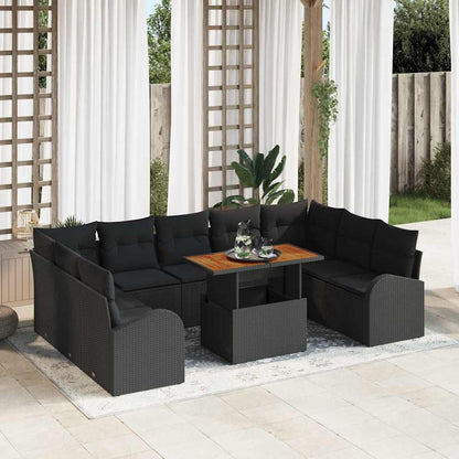 Garten-Sofa-Set mit Kissen 10 pcs Schwarz 100 x 55 x 73 cm