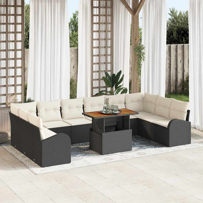 Garten-Sofa-Set 11 pcs Schwarz und Creme 100 x 55 x 73 cm