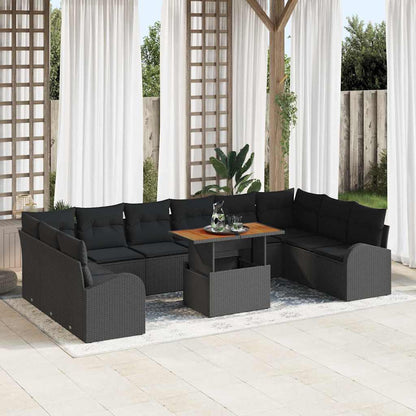 Garten-Sofa-Set mit Kissen 11 pcs Schwarz 100 x 55 x 73 cm