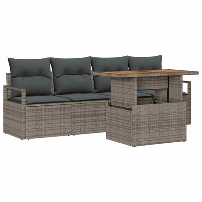 Garten-Sofa-Set mit Kissen 5 pcs Grau 100 x 55 x 73 cm