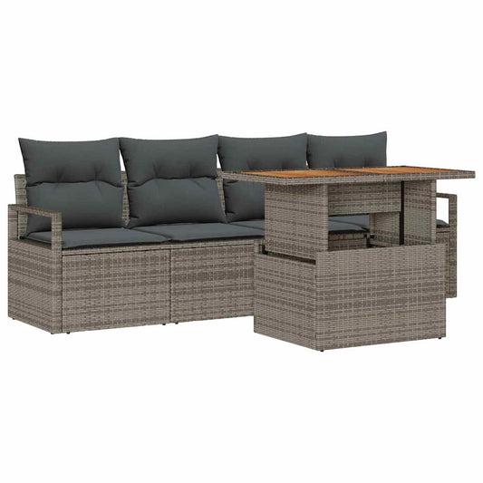 Garten-Sofa-Set mit Kissen 5 pcs Grau 100 x 55 x 73 cm