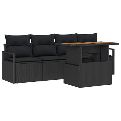 Garten-Sofa-Set mit Kissen 5 pcs Schwarz 100 x 55 x 73 cm