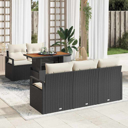 Garten-Sofa-Set 6 pcs Schwarz und Creme 100 x 55 x 73 cm