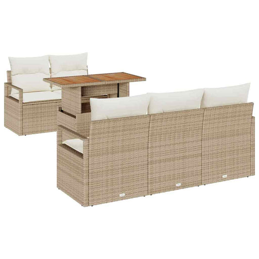 Garten-Sofa-Set 6 pcs Beige und Creme 100 x 55 x 73 cm