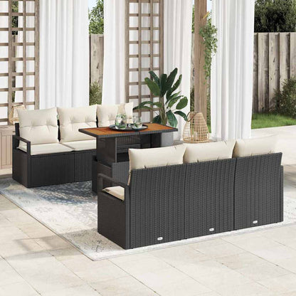 Garten-Sofa-Set 7 pcs Schwarz und Creme 100 x 55 x 73 cm