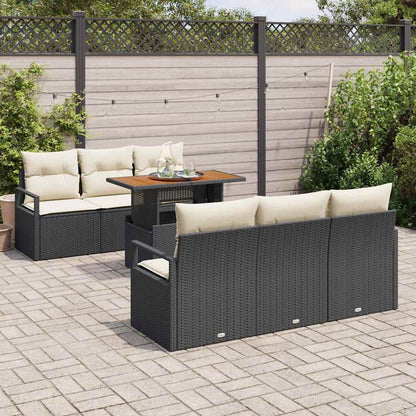 Garten-Sofa-Set 7 pcs Schwarz und Creme 100 x 55 x 73 cm