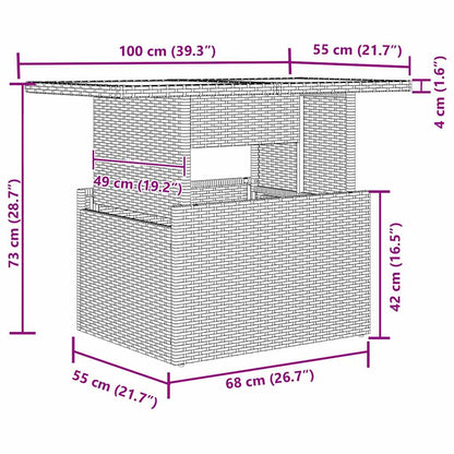 Garten-Sofa-Set 7 pcs Schwarz und Creme 100 x 55 x 73 cm