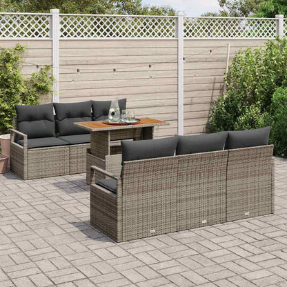 Garten-Sofa-Set mit Kissen 7 pcs Grau 100 x 55 x 73 cm