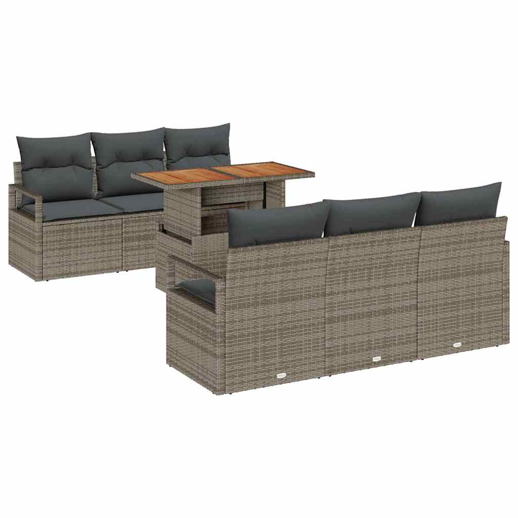 Garten-Sofa-Set mit Kissen 7 pcs Grau 100 x 55 x 73 cm