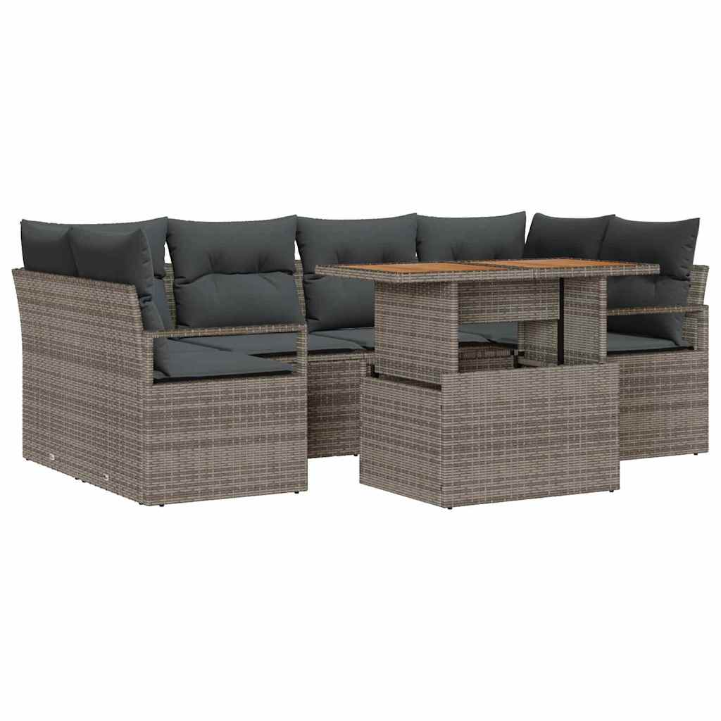 Garten-Sofa-Set mit Kissen 7 pcs Grau 100 x 55 x 73 cm