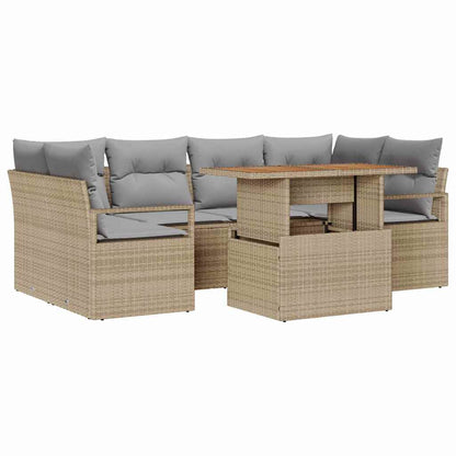 Garten-Sofa-Set 7 pcs Beige und Hellgrau 100 x 55 x 73 cm