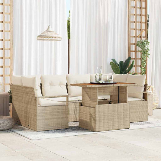Garten-Sofa-Set 7 pcs Beige und Creme 100 x 55 x 73 cm
